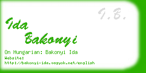 ida bakonyi business card